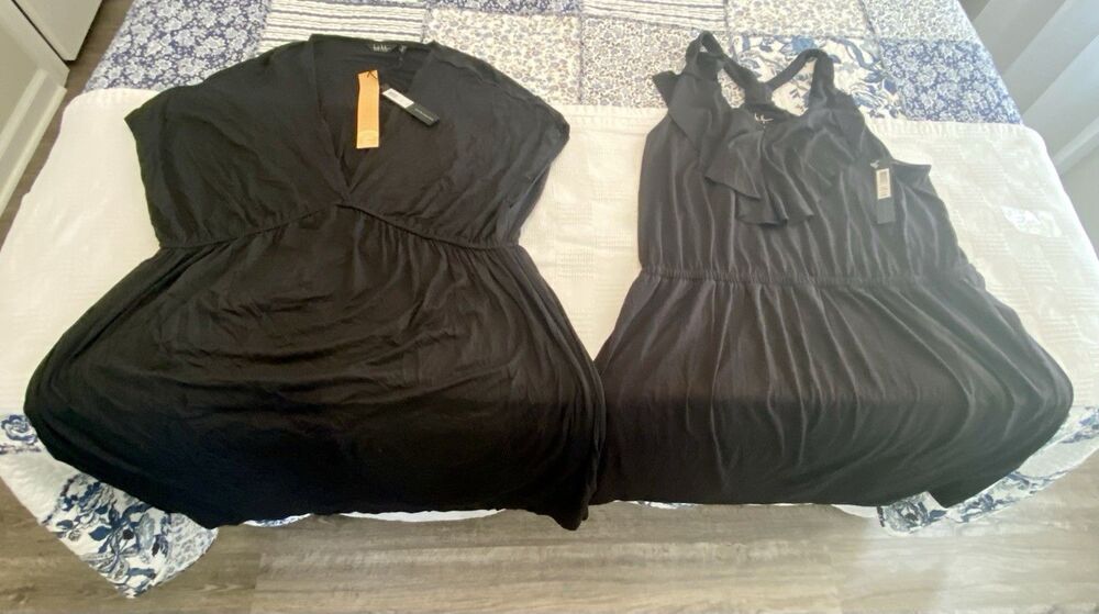 NWT Lot Of TWO Nicole Miller Swim Cover Up Dresses, Color Black Magic Size XXL.
